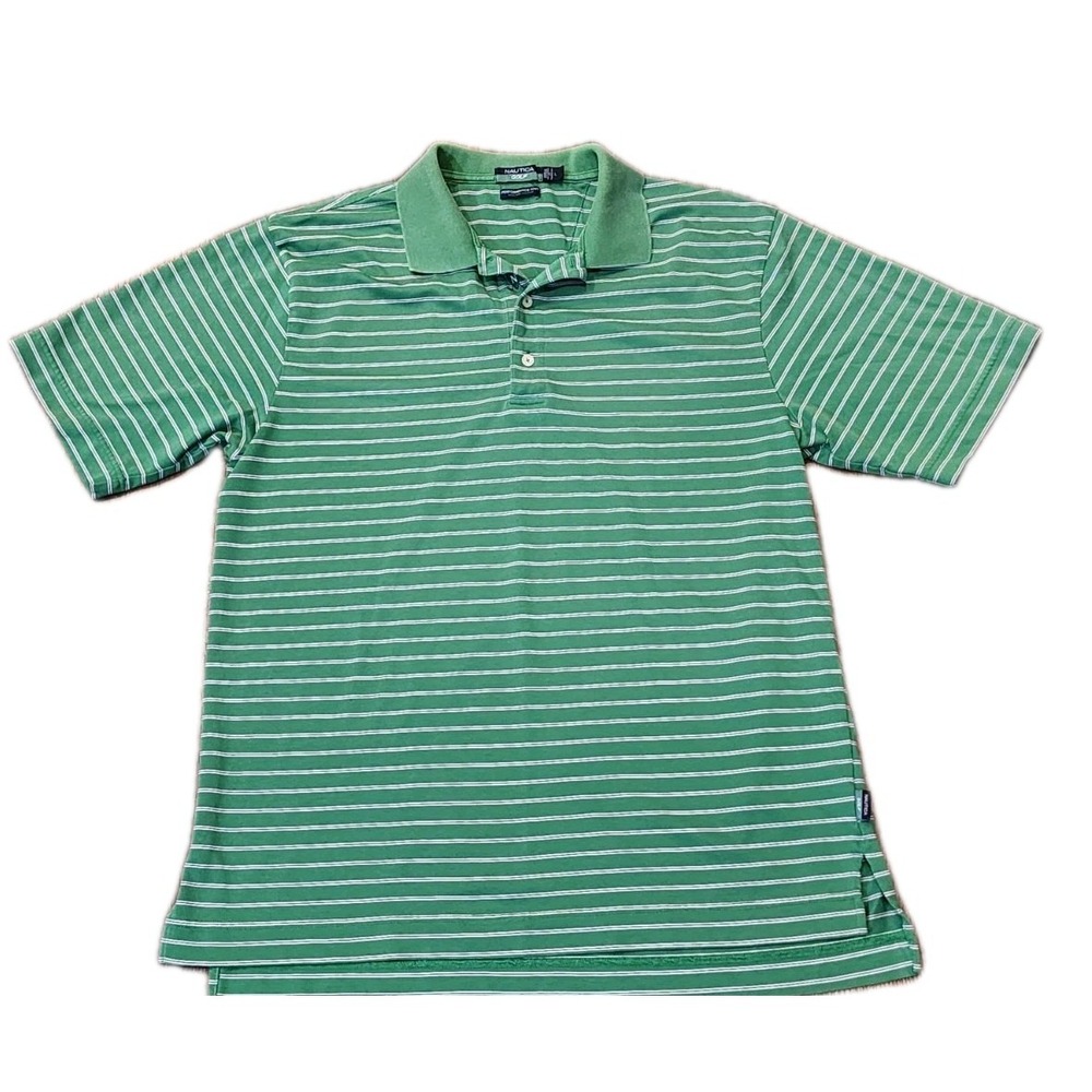 Nautica Golf Men's Polo Shirt, Size  Large, Green Stripe, Short Sleeve, L